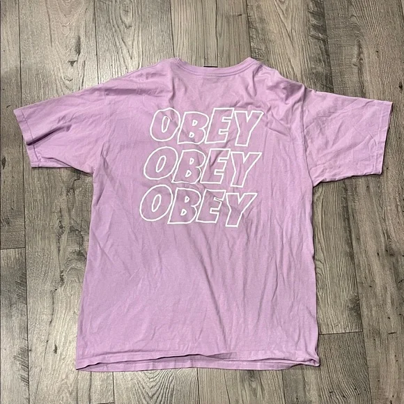 Obey Light Purple Graphic Men's T-Shirt - Picture 4 of 4